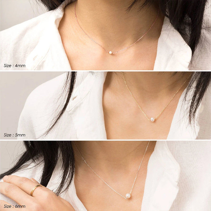 Stainless Steel Choker imitated  Pearl Necklaces