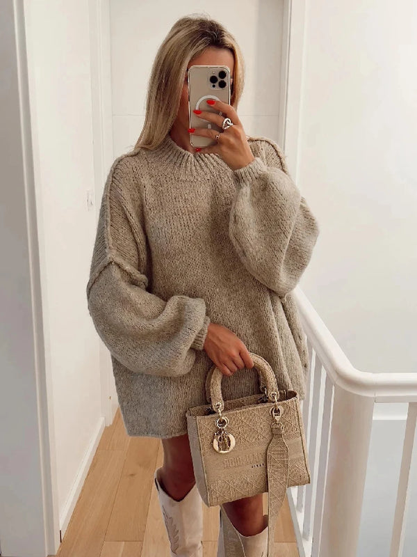 Wool Cashmere  Pullover Sweater Turtleneck Fashion Oversize
