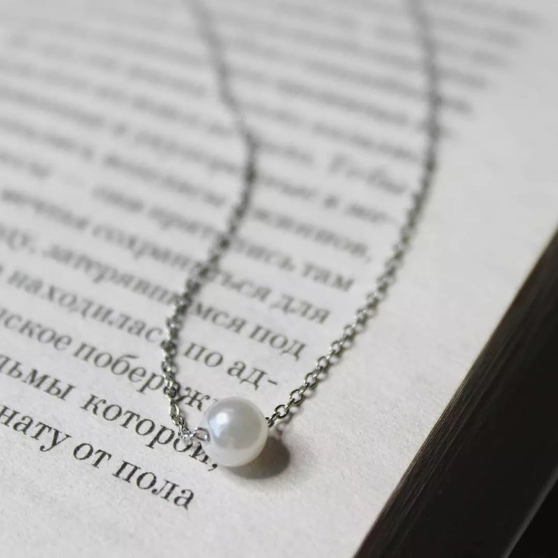 Stainless Steel Choker imitated  Pearl Necklaces