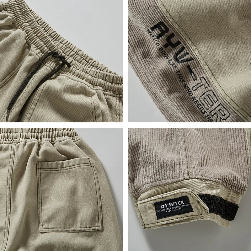 Corduroy Patchwork Casual Pants Streetwear