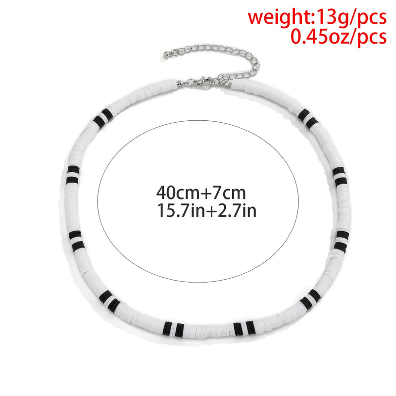 White Black Color Soft Clay Beads Choker Necklaces